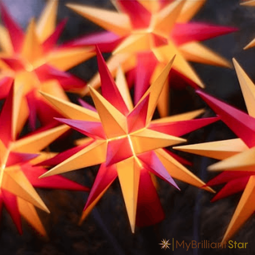 yellow/red LED plastic star chain
