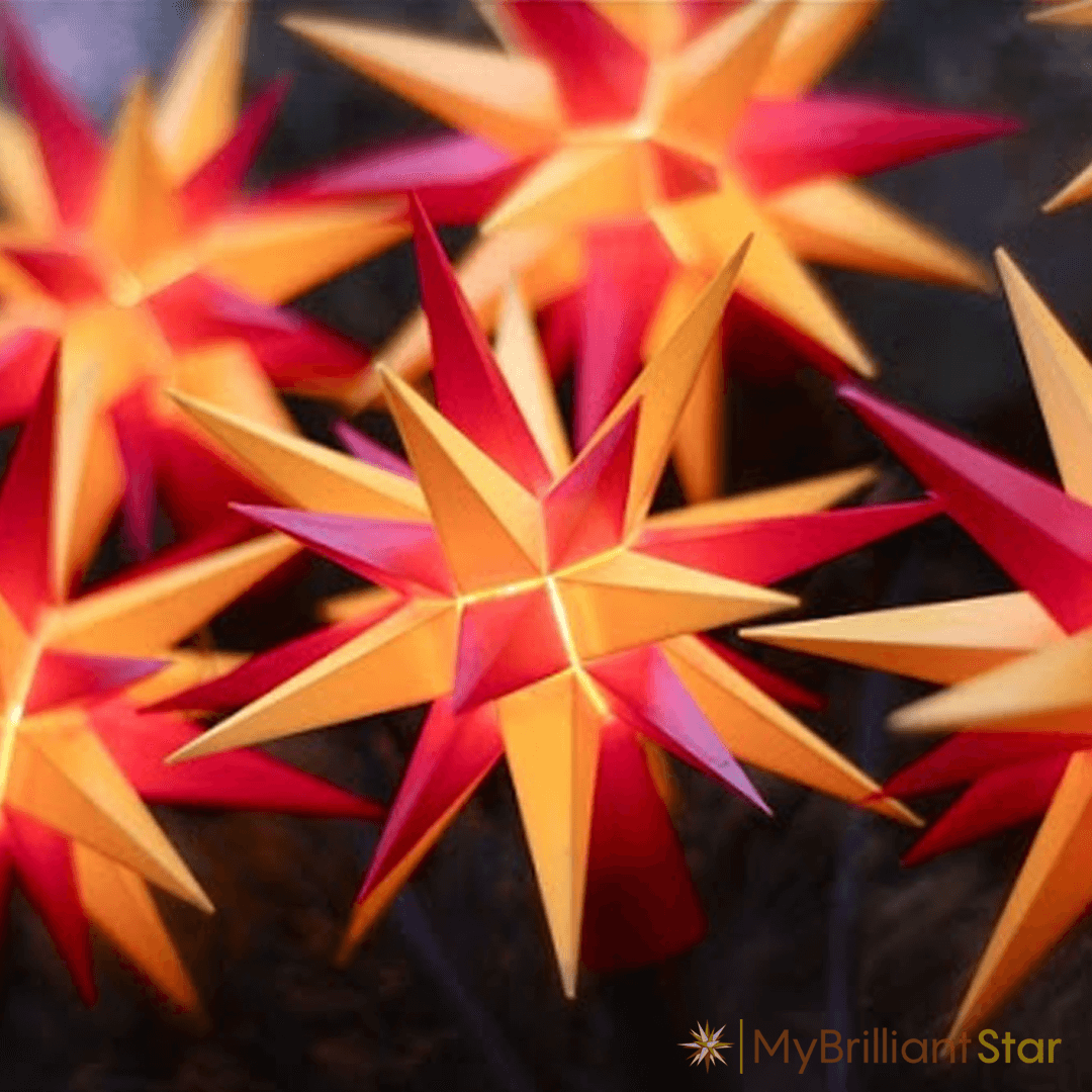 Chaîne étoile en plastique originale Herrnhut, jaune/rouge, ~ 12 m / 470 pouces de longueur LED