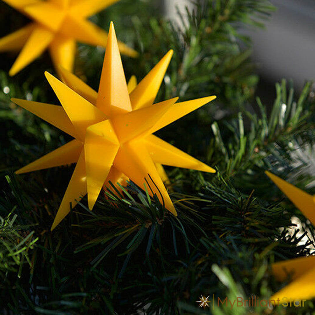 Original Herrnhut plastic star chain, yellow, in Christmas tree~ 12 m / 470 inch length LED