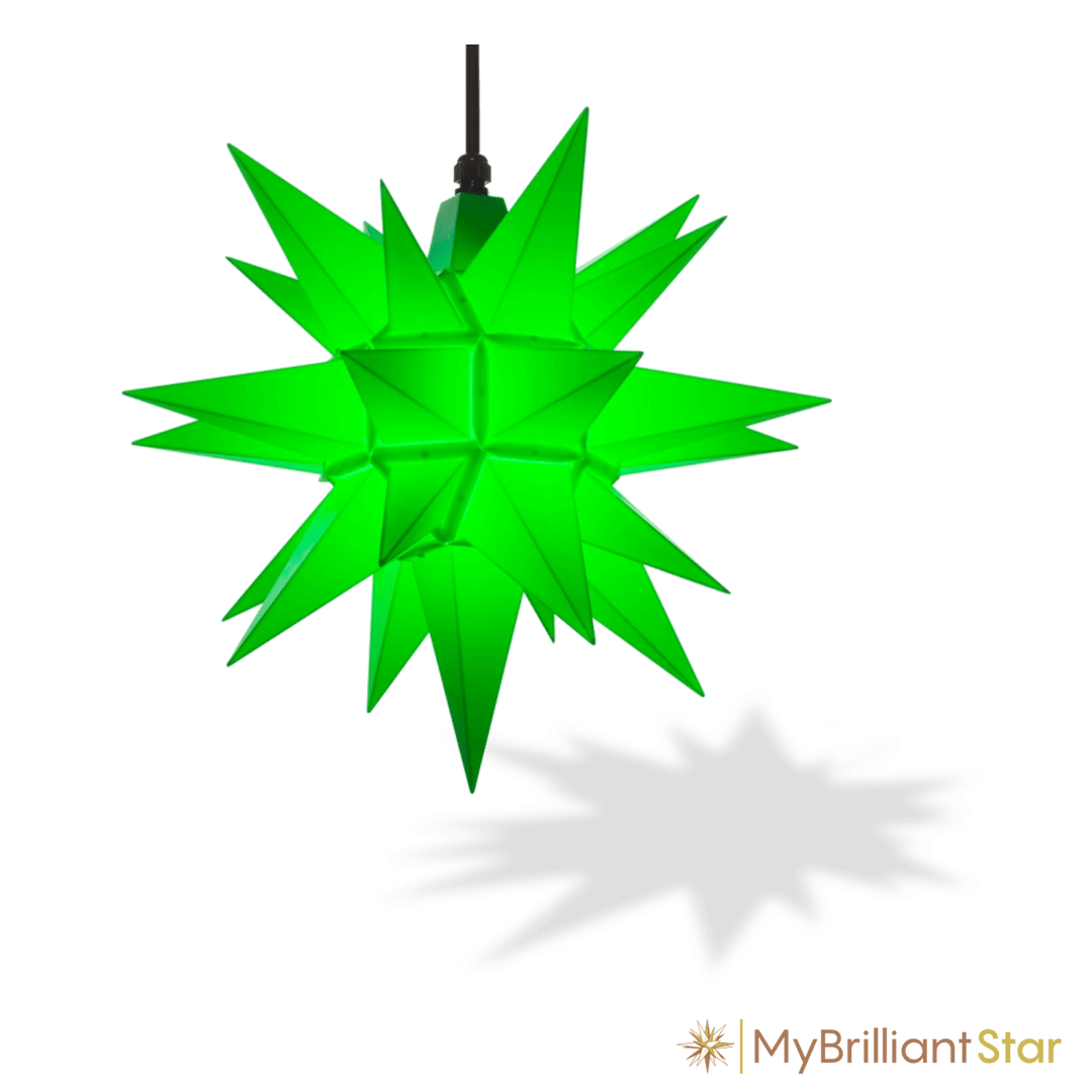 Original Herrnhut plastic star, z-green, ~ 40 cm / 16 inch ø