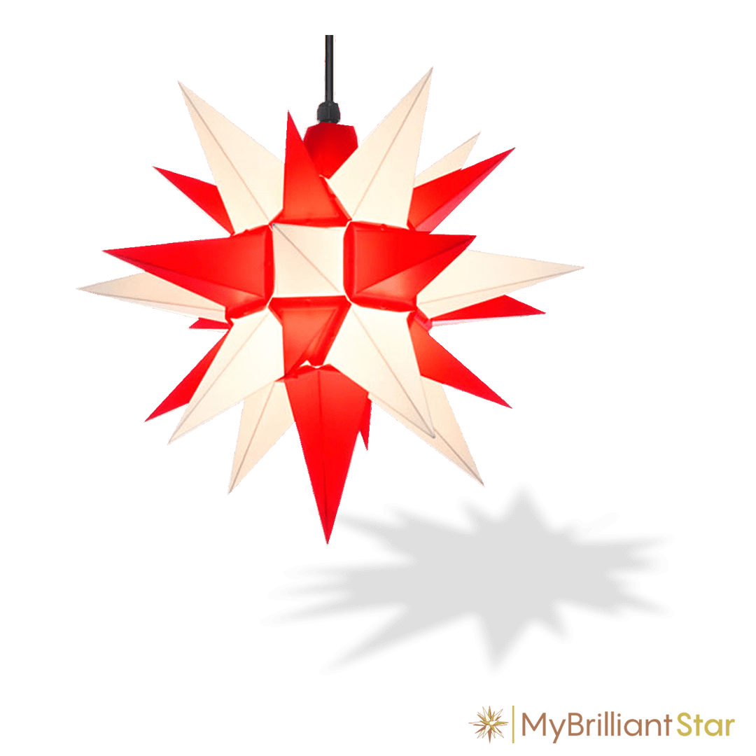 Original Herrnhut plastic star, white / red, ~ 40 cm / 16 inch ø