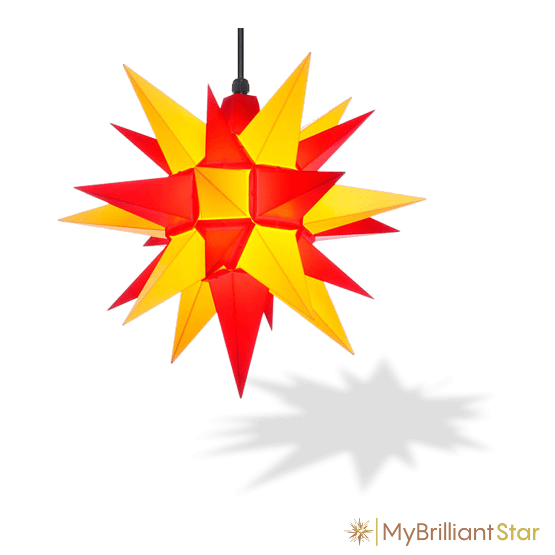 Original Herrnhut plastic star, yellow / red, ~ 40 cm / 16 inch ø
