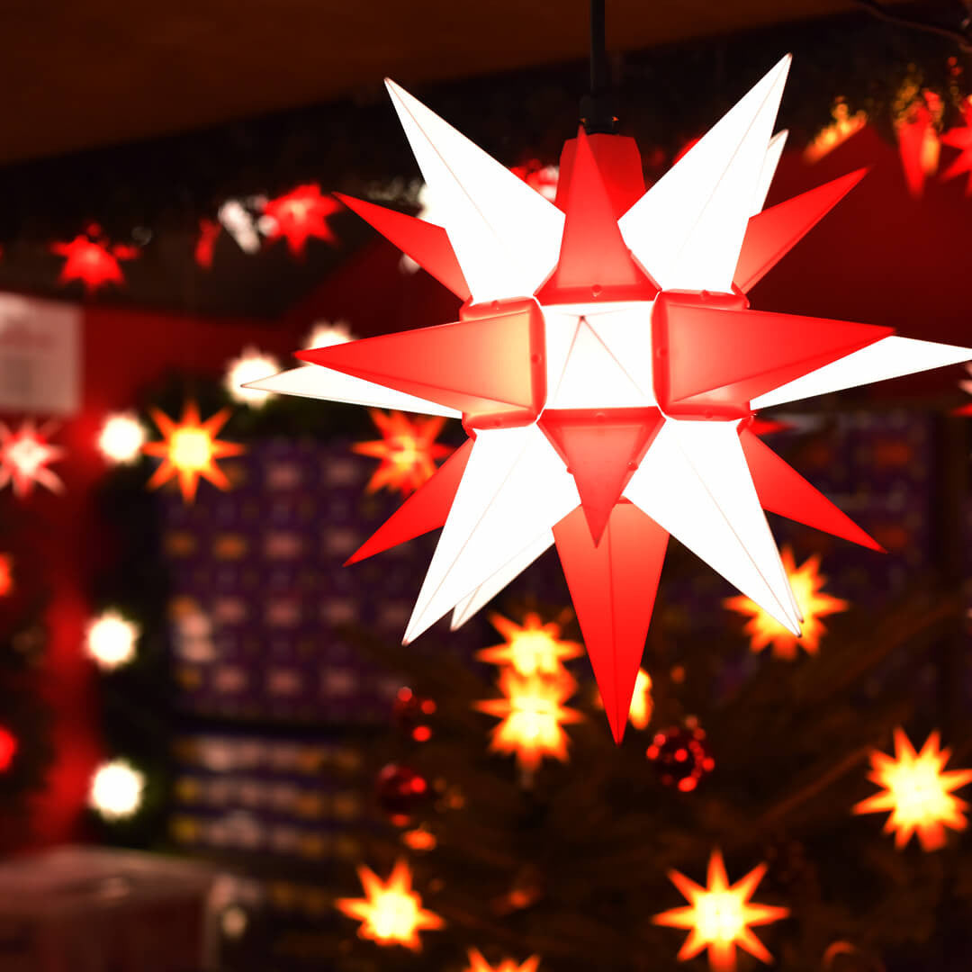 Original Herrnhut plastic star, white / red, ~ 40 cm / 16 inch ø