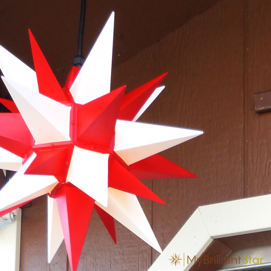 Original Herrnhut plastic star, white / red, ~ 40 cm / 16 inch ø