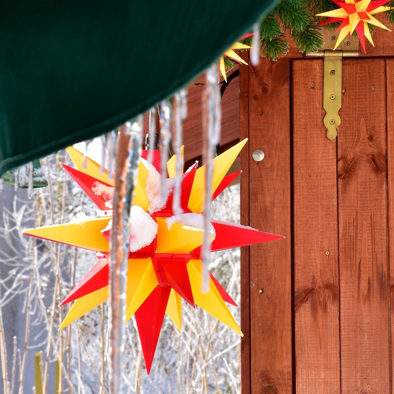 Original Herrnhut plastic star, yellow / red, ~ 40 cm / 16 inch ø