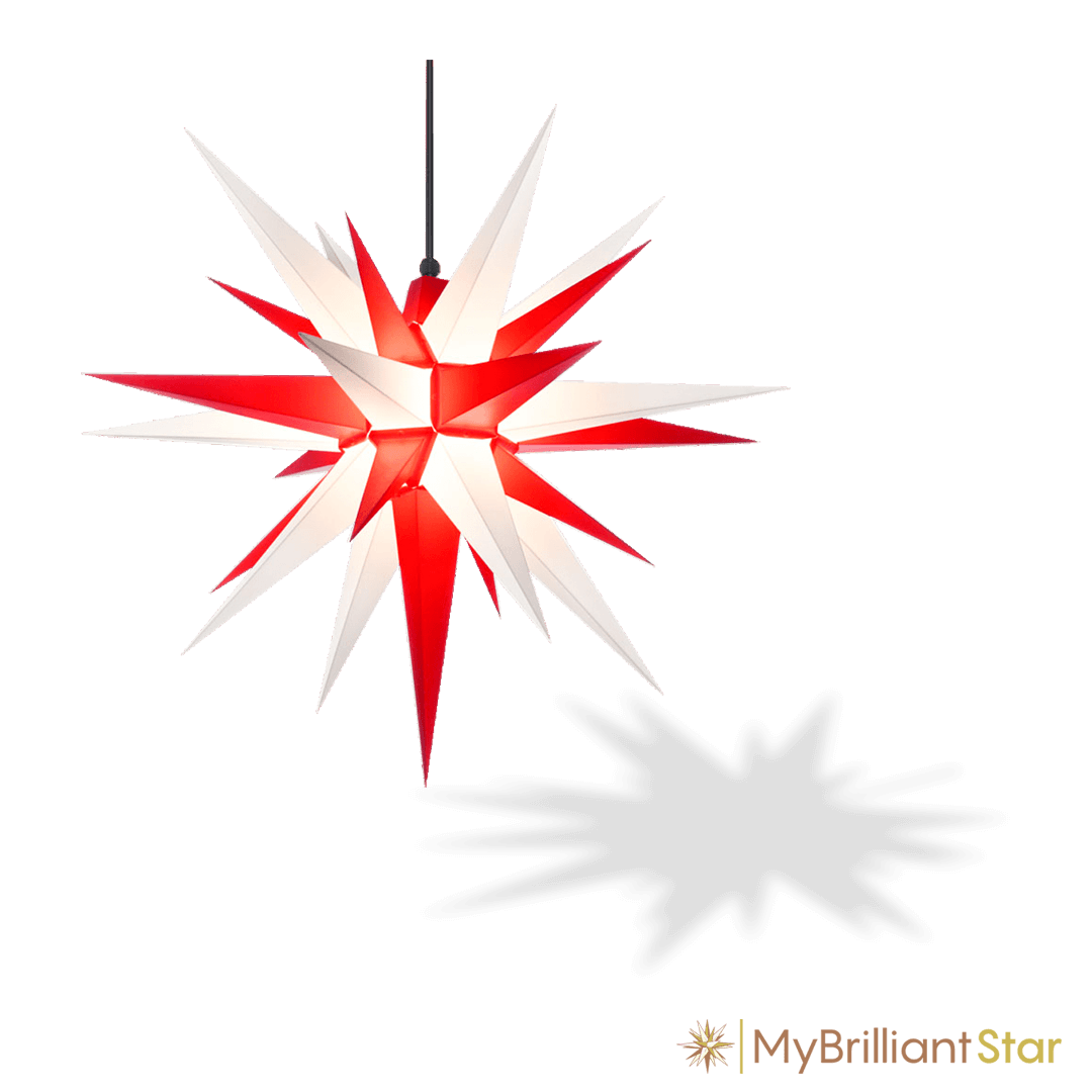 Original Herrnhut plastic star, white / red, ~ 70 cm / 27 inch ø