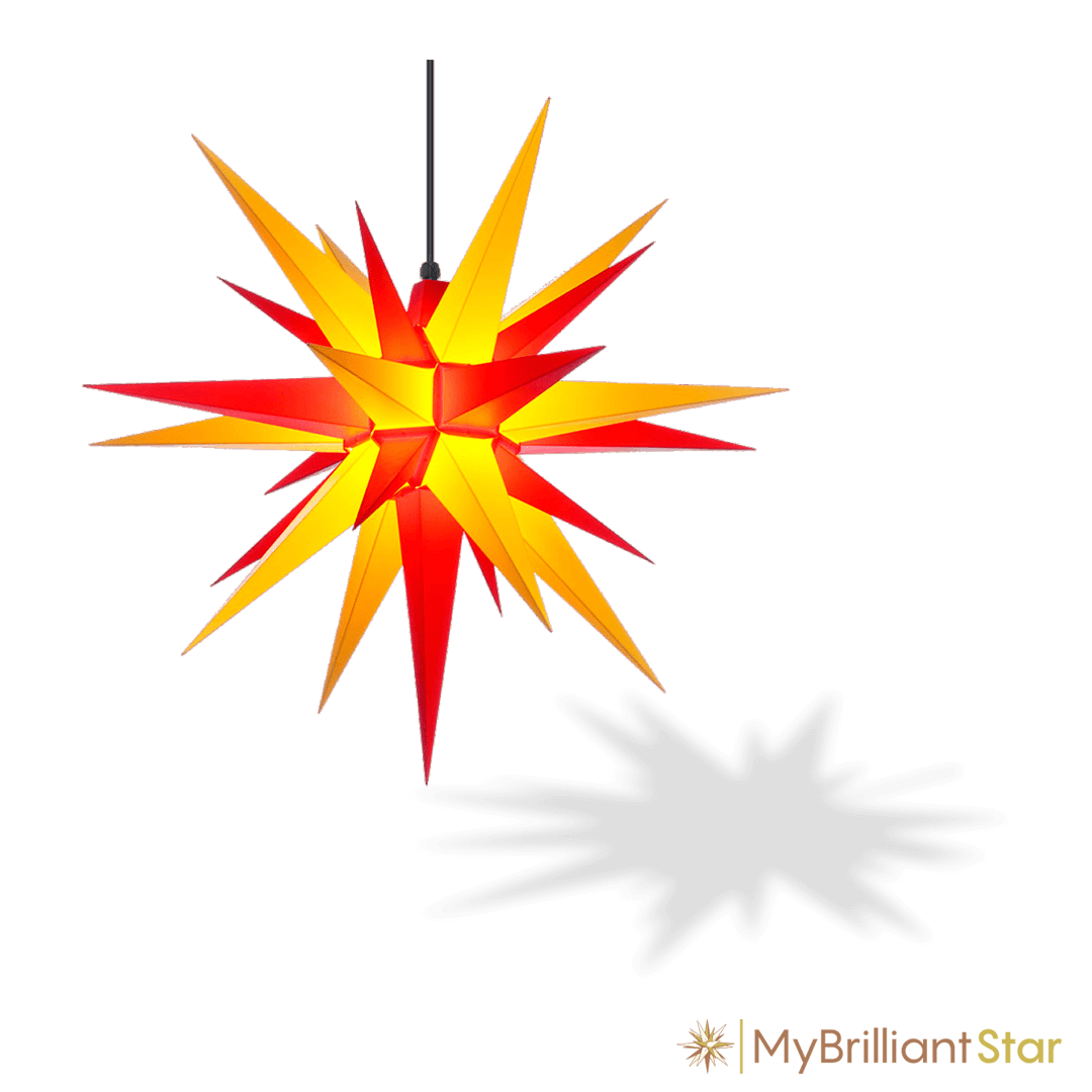Original Herrnhut plastic star, yellow / red, ~ 70 cm / 27 inch ø