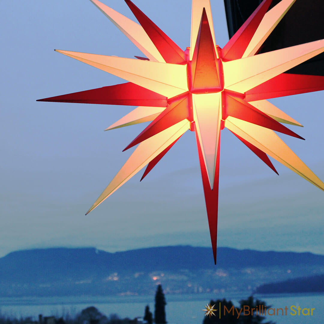 Original Herrnhut plastic star, white / red, ~ 70 cm / 27 inch ø