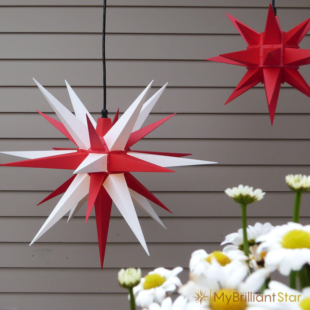 Original Herrnhut plastic star, white / red, ~ 70 cm / 27 inch ø