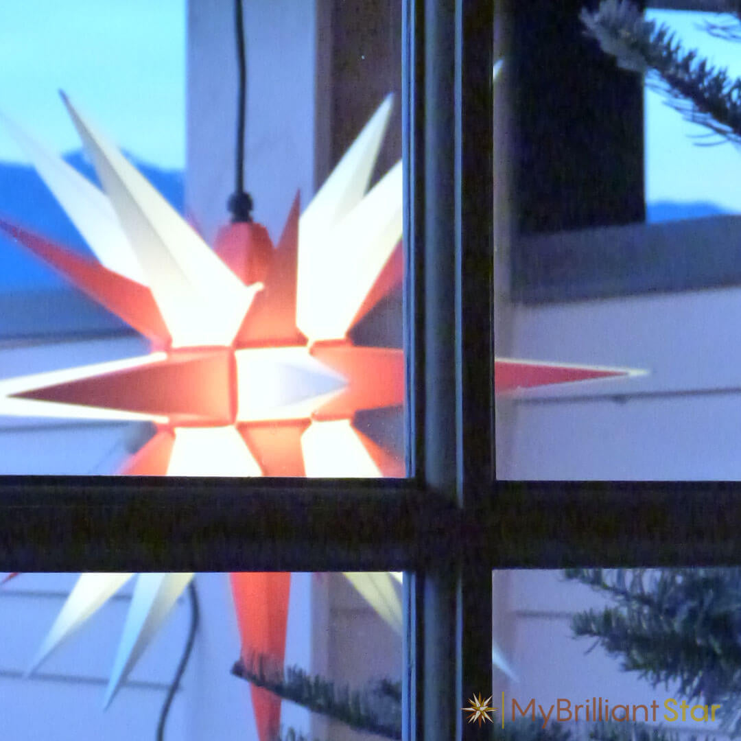 Original Herrnhut plastic star, white / red, ~ 70 cm / 27 inch ø