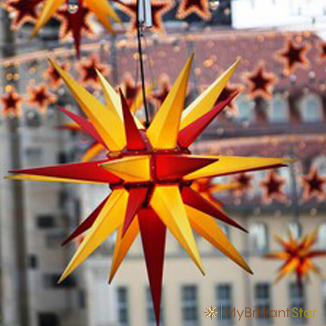 Original Herrnhut plastic star, yellow / red, ~ 70 cm / 27 inch ø