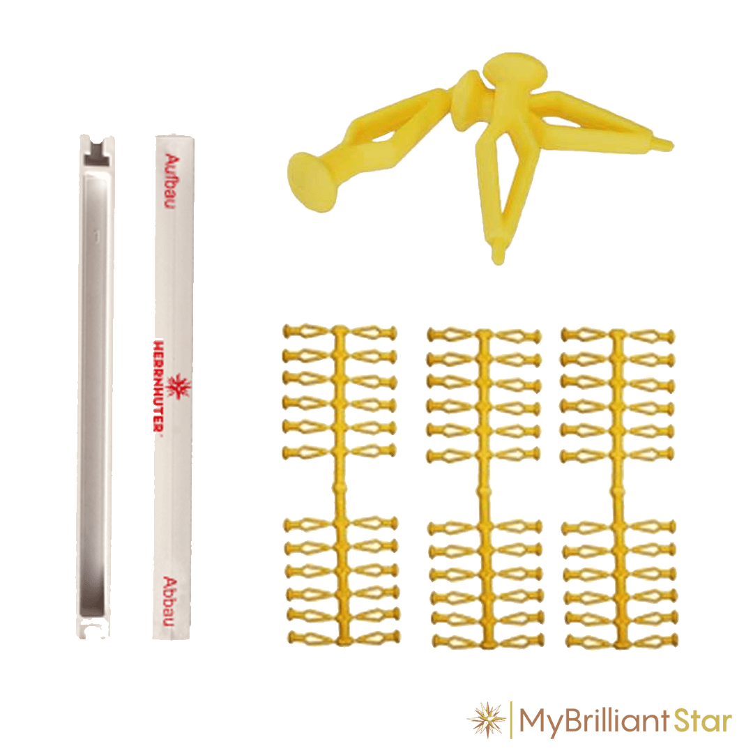 Yellow assembly clips for Herrnhuter plastic stars