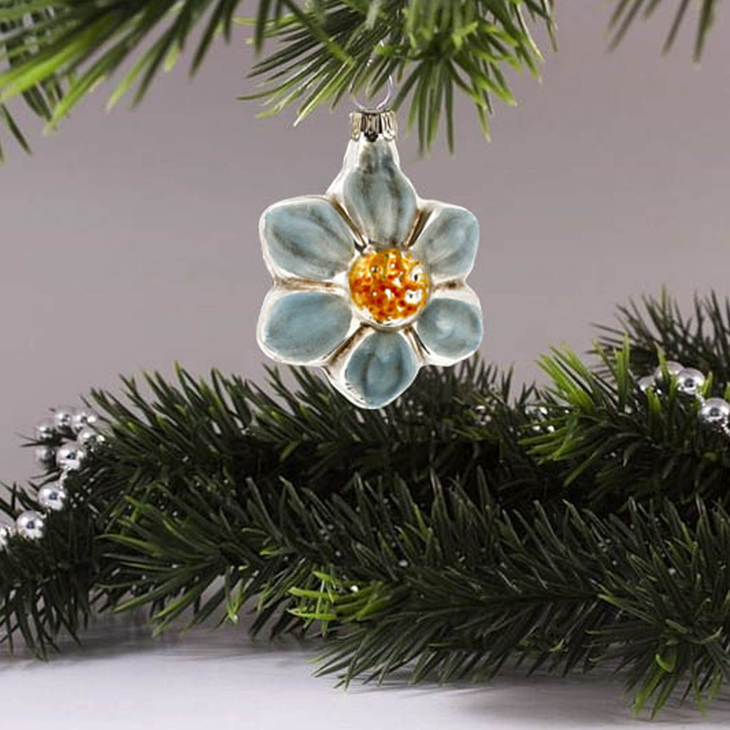 MAROLIN® - Miniature glass ornament "Bloom blue"