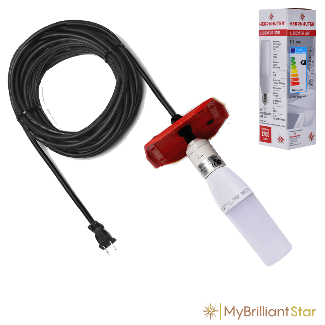 Cable for Original Herrnhut plastic star, white / red, ~ 130 cm / 51 inch ø