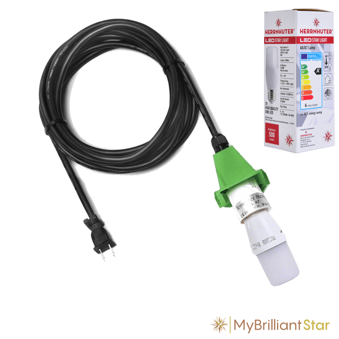 E26 outdoor cable with plug in, 5m (197 inch), green