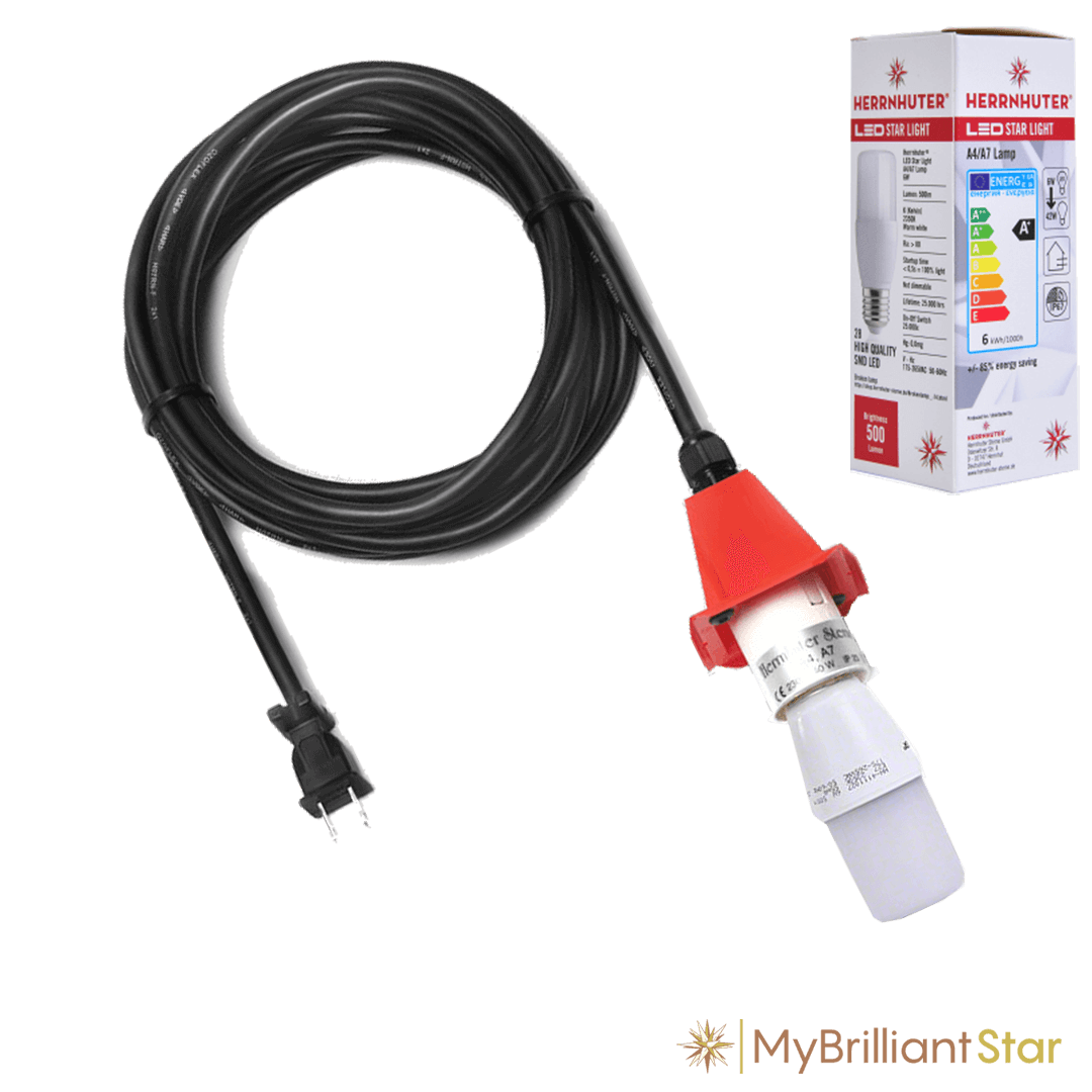 E26 outdoor cable with plug in, 5m (197 inch), red