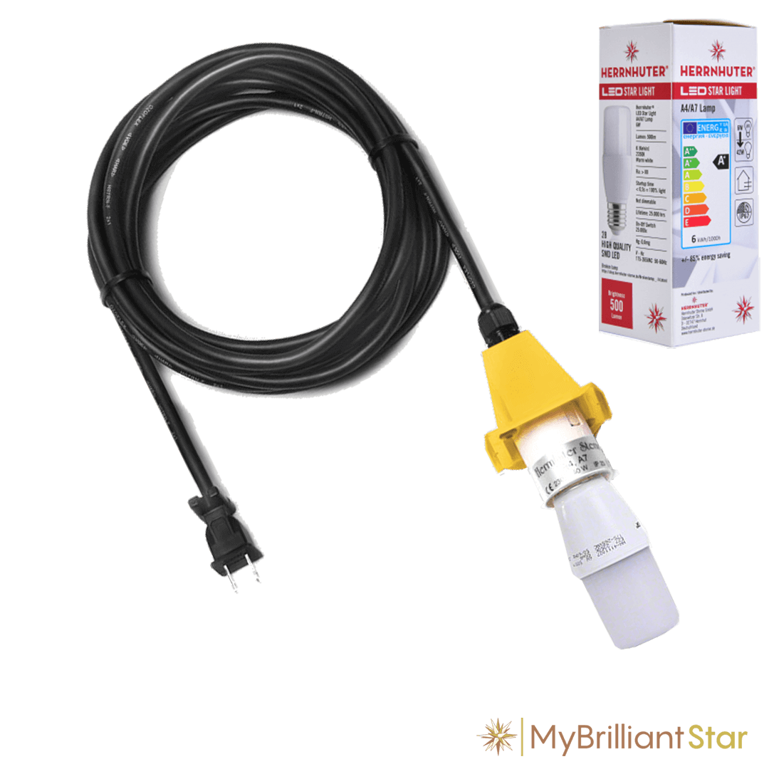 E26 outdoor cable with plug in, 5m (197 inch), yellow