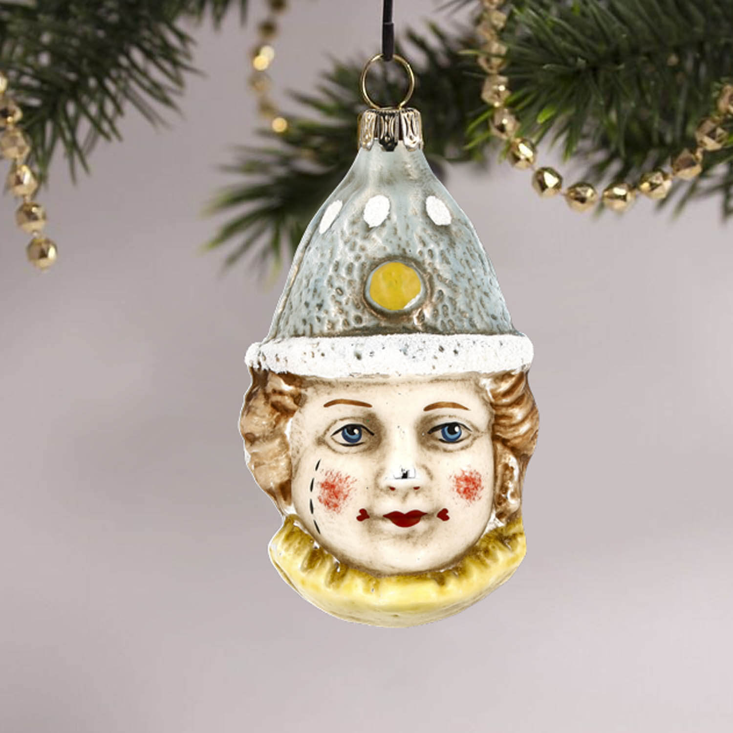 MAROLIN® - Glass ornament "Clown with blue hat"