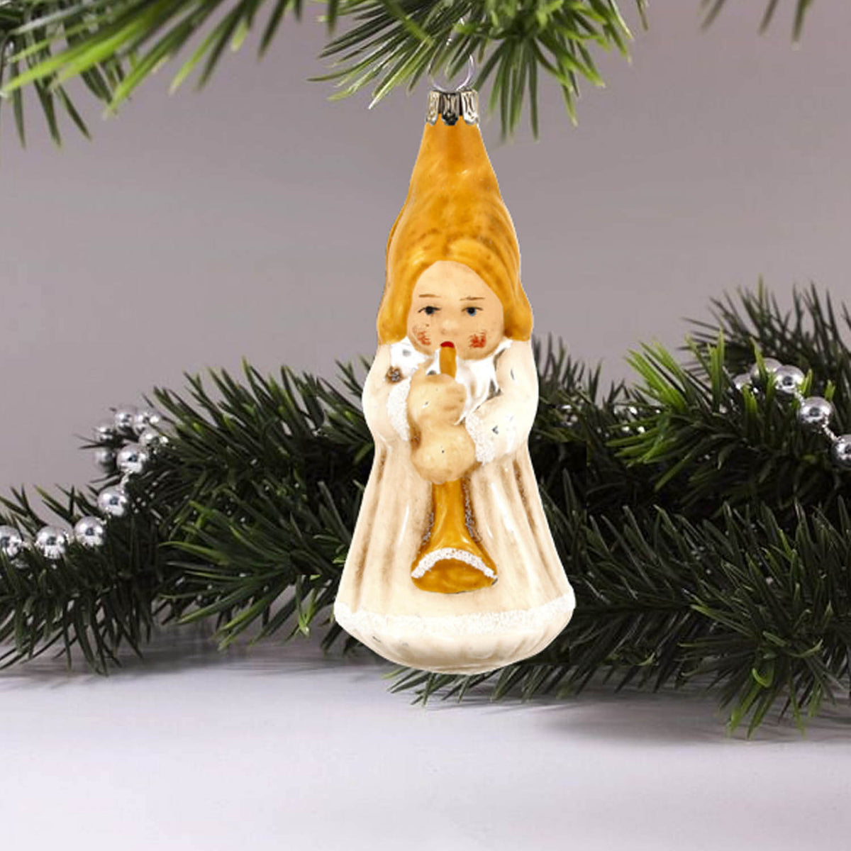 MAROLIN® - Glass ornament &quot;Trumpeting angel&quot; decorating Christmas tree