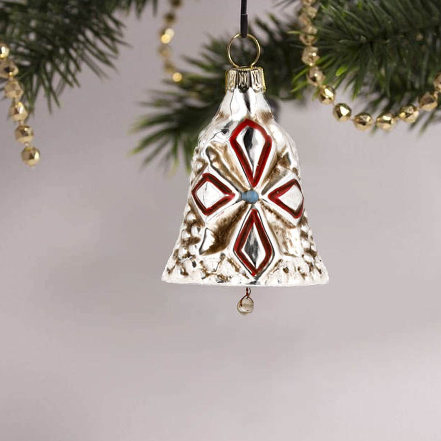 MAROLIN® - Glass ornament "Little red bell with glitter"