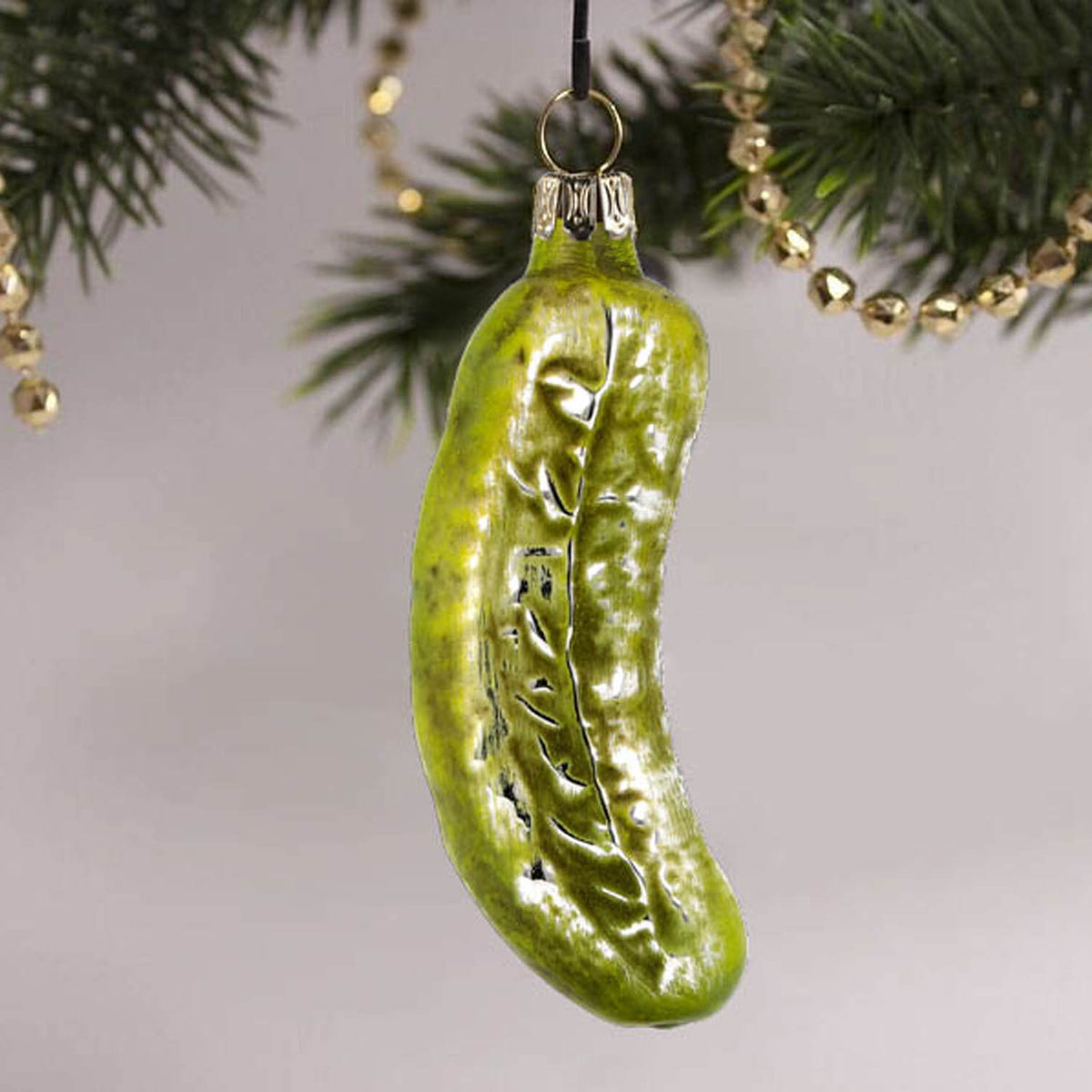MAROLIN® - Glass ornament &quot;Medium size pickle&quot; on Christmas tree