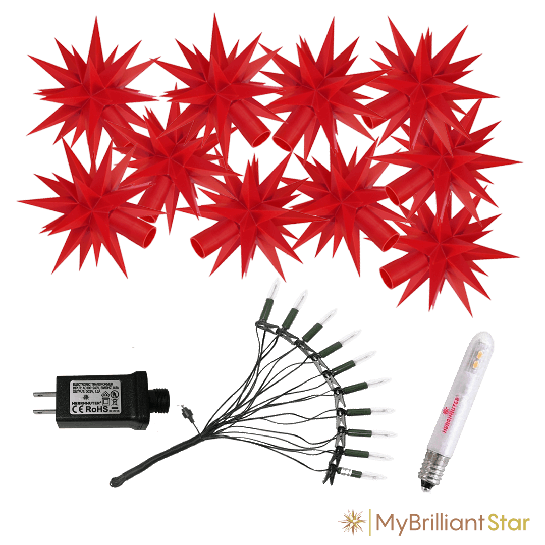 Original Herrnhut plastic star chain, red, ~ 12 m / 470 inch length LE