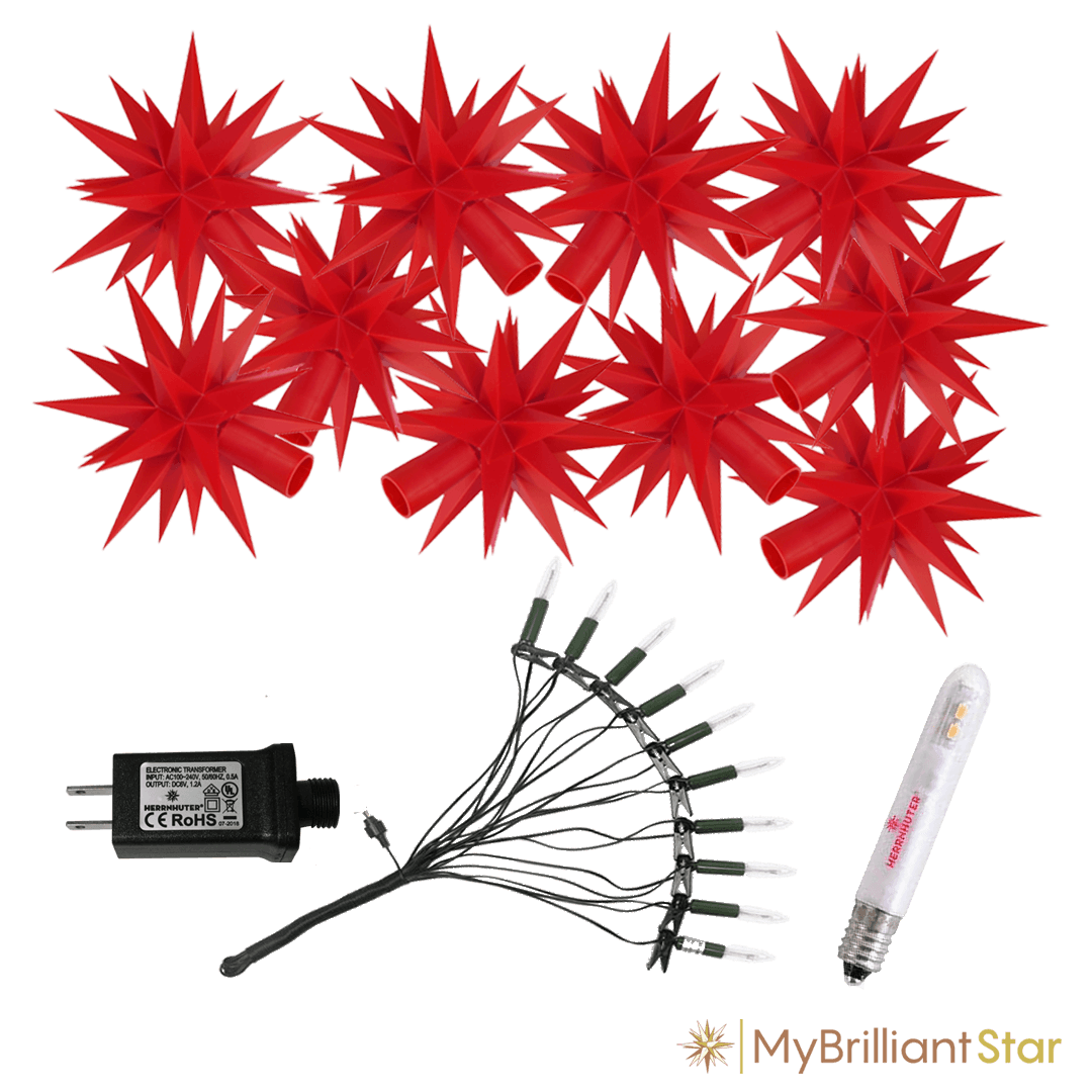 Original Herrnhut plastic star chain, red, ~ 12 m / 470 inch length LED