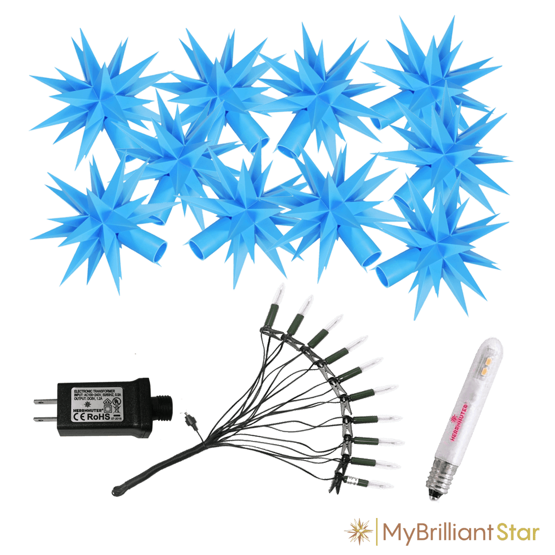 Original Herrnhut plastic star chain, blue, ~ 12 m / 470 inch length LED