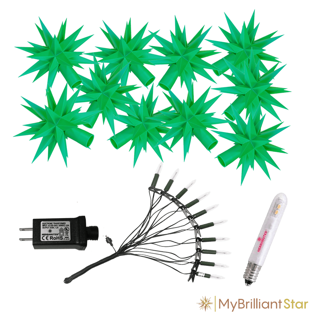 Original Herrnhut plastic star chain, green, ~ 12 m / 470 inch length LED