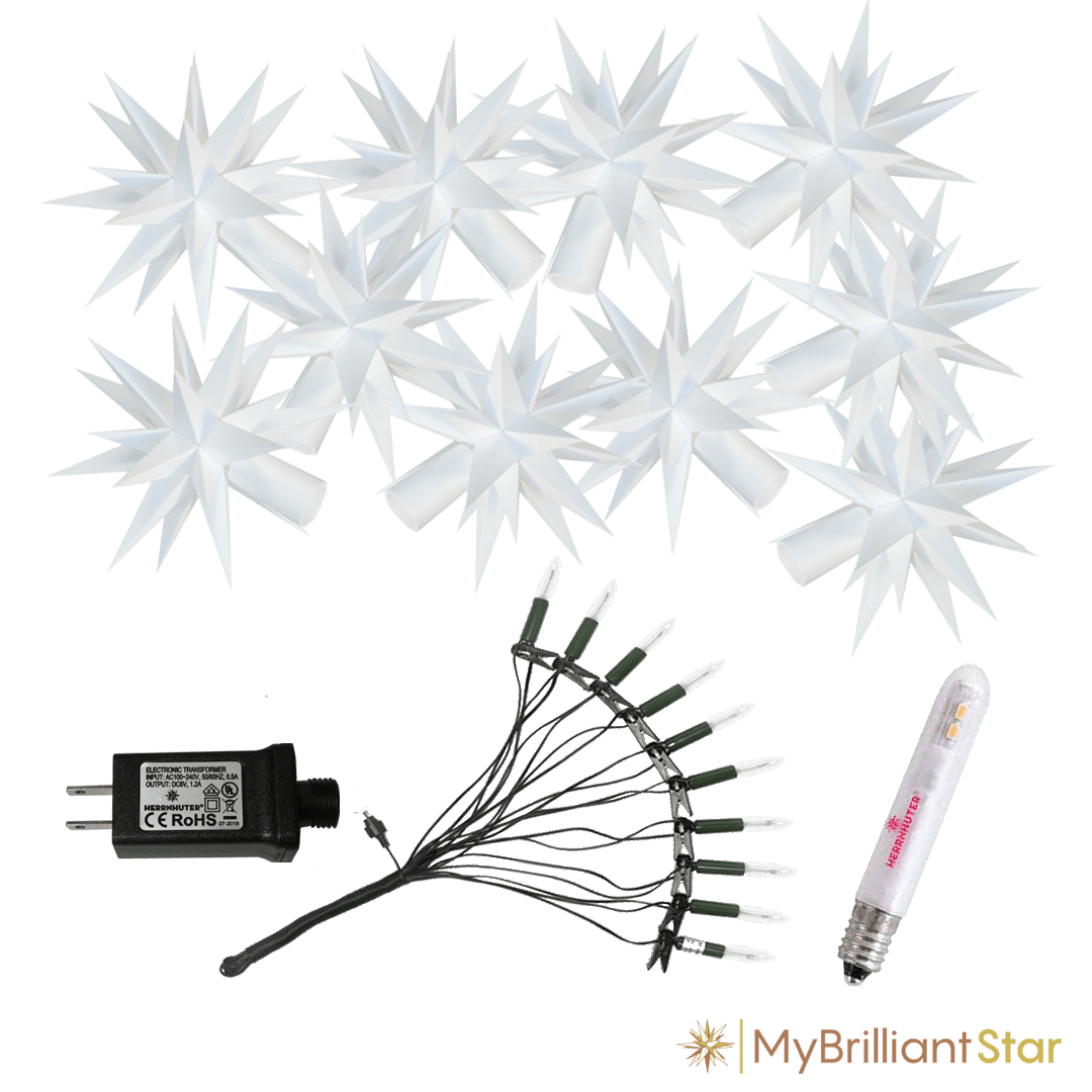Original Herrnhut plastic star chain, white, ~ 12 m / 470 inch length LED
