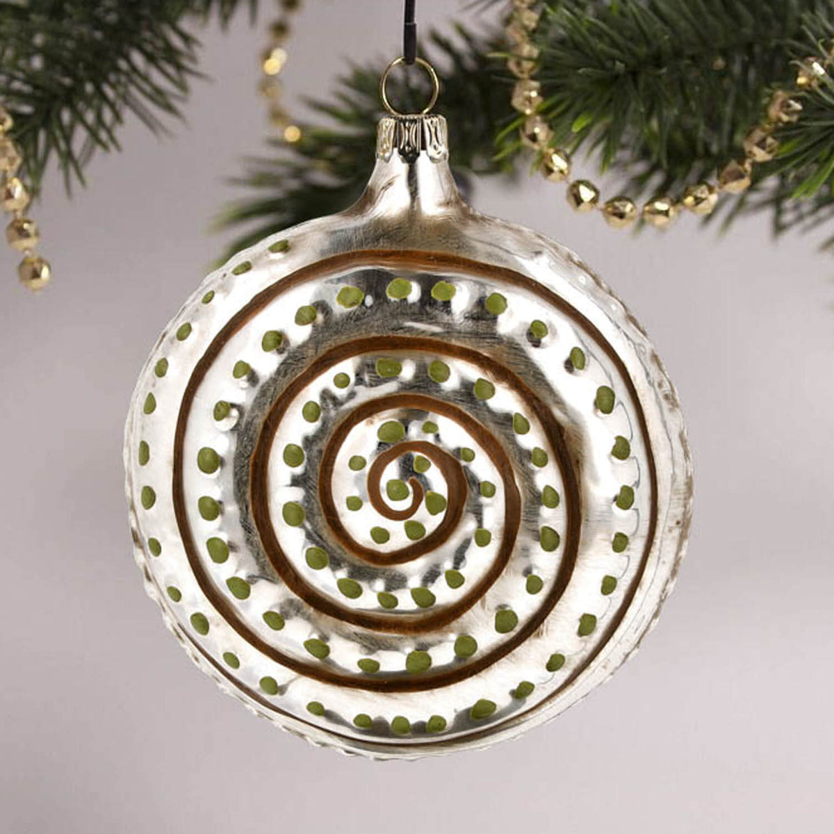 MAROLIN® - Glass ornament &quot;Stag&quot; from the back hanging in a Christmas tree