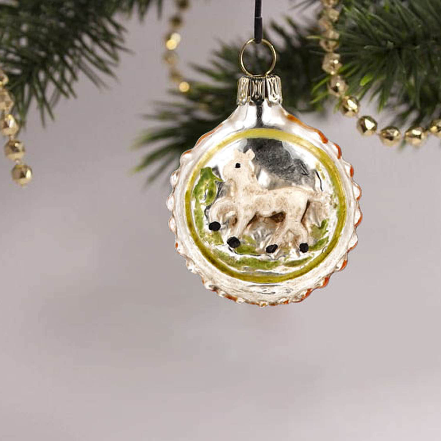 MAROLIN® - Miniature glass ornament "Horse with orange knobs"