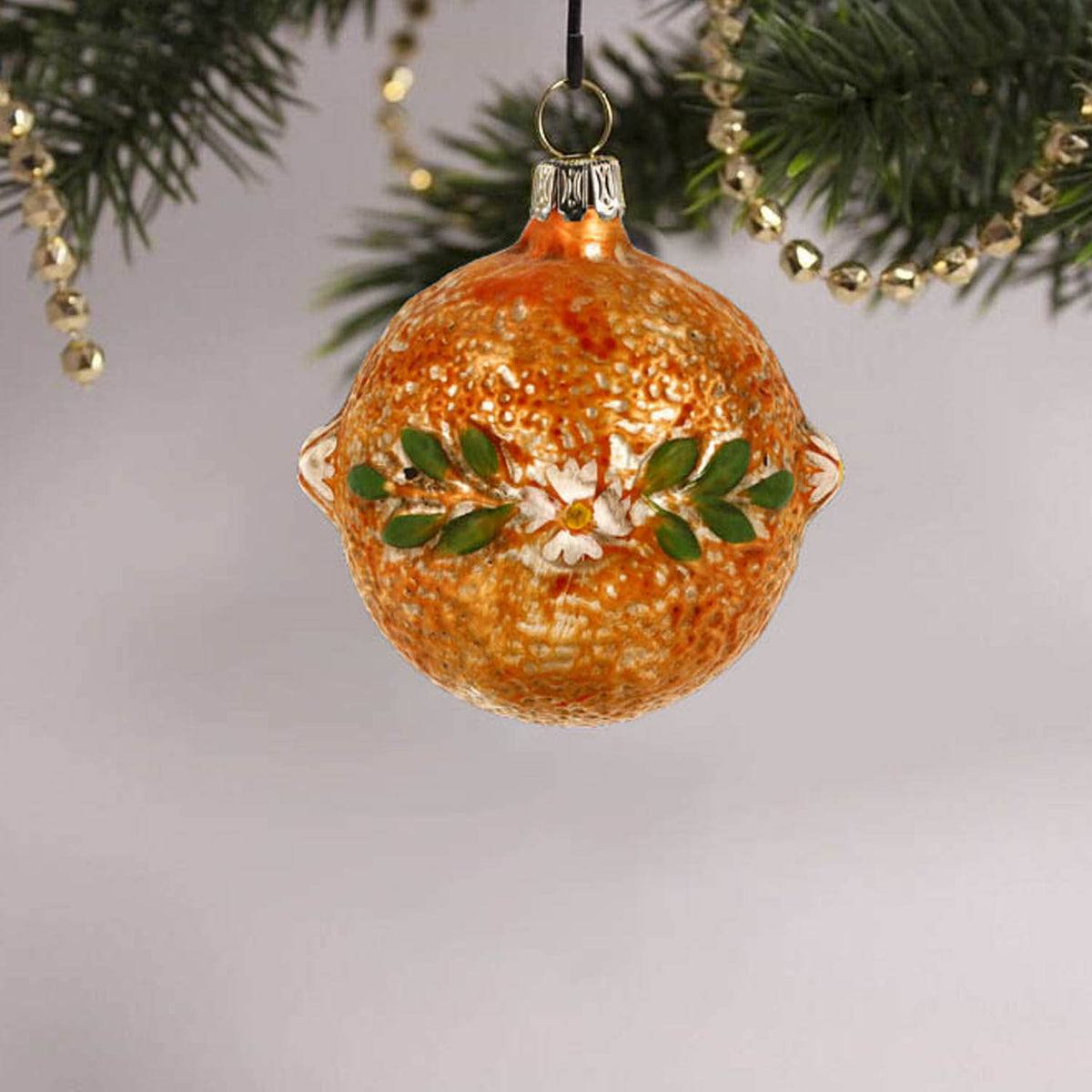 MAROLIN® - Glass ornament &quot;Orange&quot; on a decorated Christmas tree