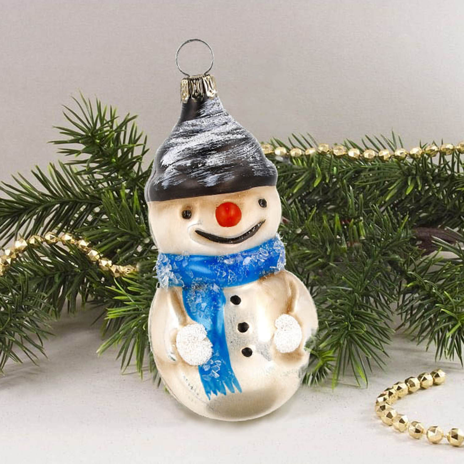 MAROLIN® - Glass ornament "Snowman with scarf and glitter"