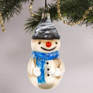 MAROLIN® - Glass ornament "Snowman with scarf and glitter"