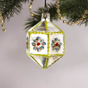MAROLIN® - Miniature glass ornament "Hexagon with knobs blue"