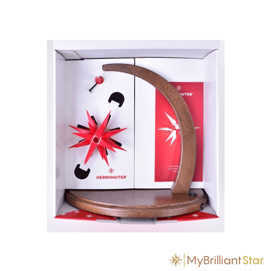 Starbow walnut stained - A1e plastic star ~ 13 cm / 5 inch ø - WHITE