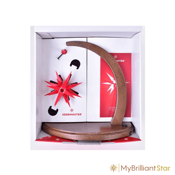Starbow walnut stained - A1e plastic star ~ 13 cm / 5 inch ø - WHITE ...