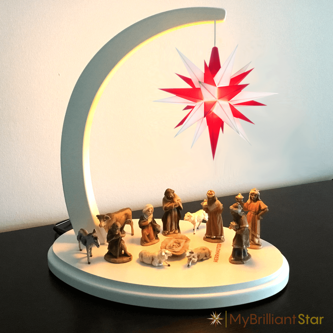 Starbow white painted - A1e plastic star ~ 13 cm / 5 inch ø - WHITE/RED