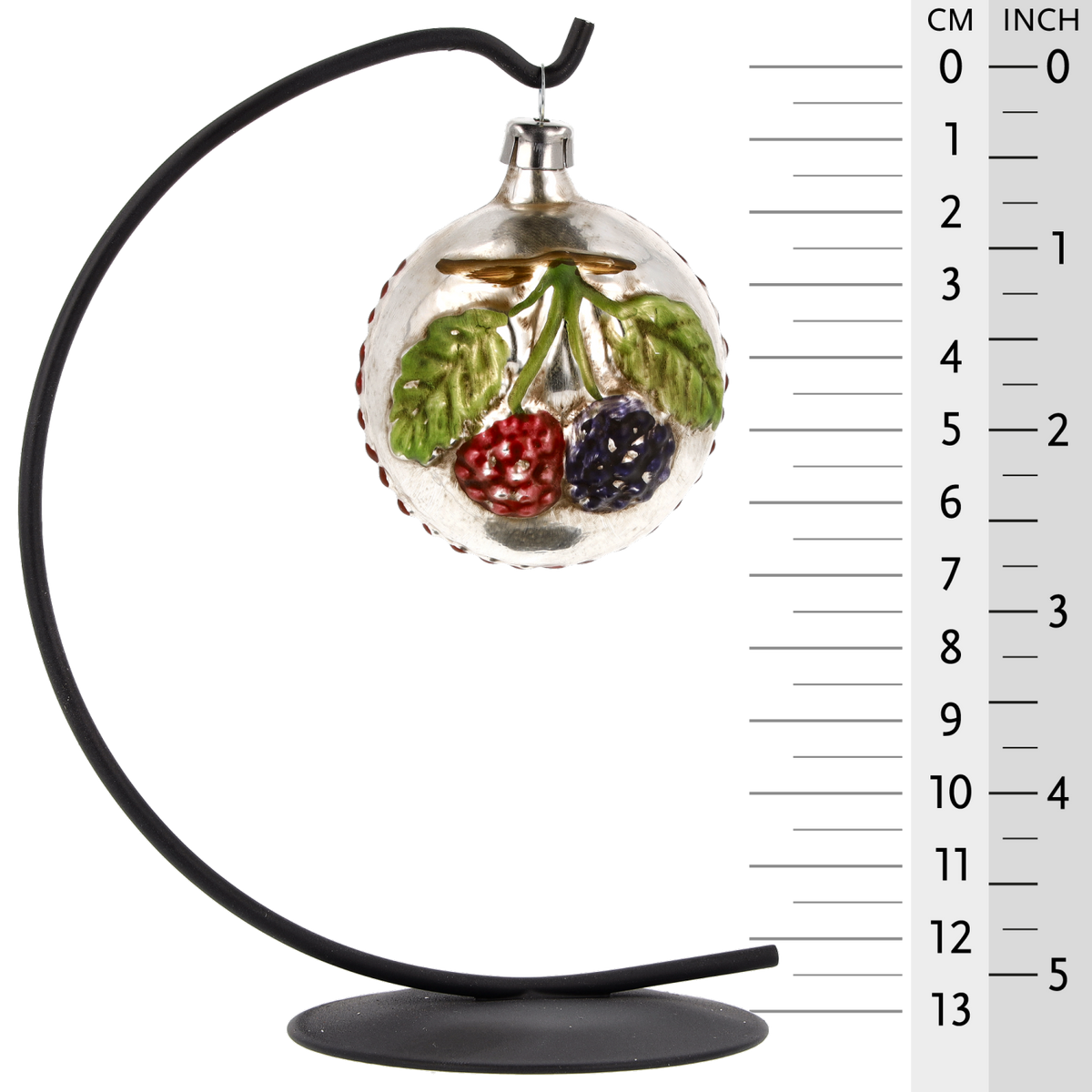 Vintage Christmas Ornament &quot;Blackberry with Leaves&quot; on star bow