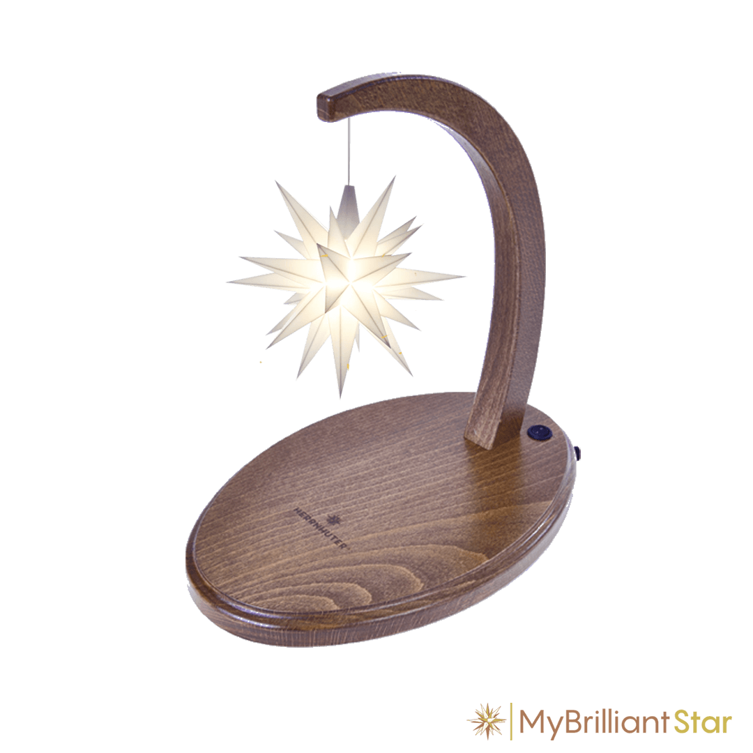 Walnut stained wooden Star bow with white plastic star