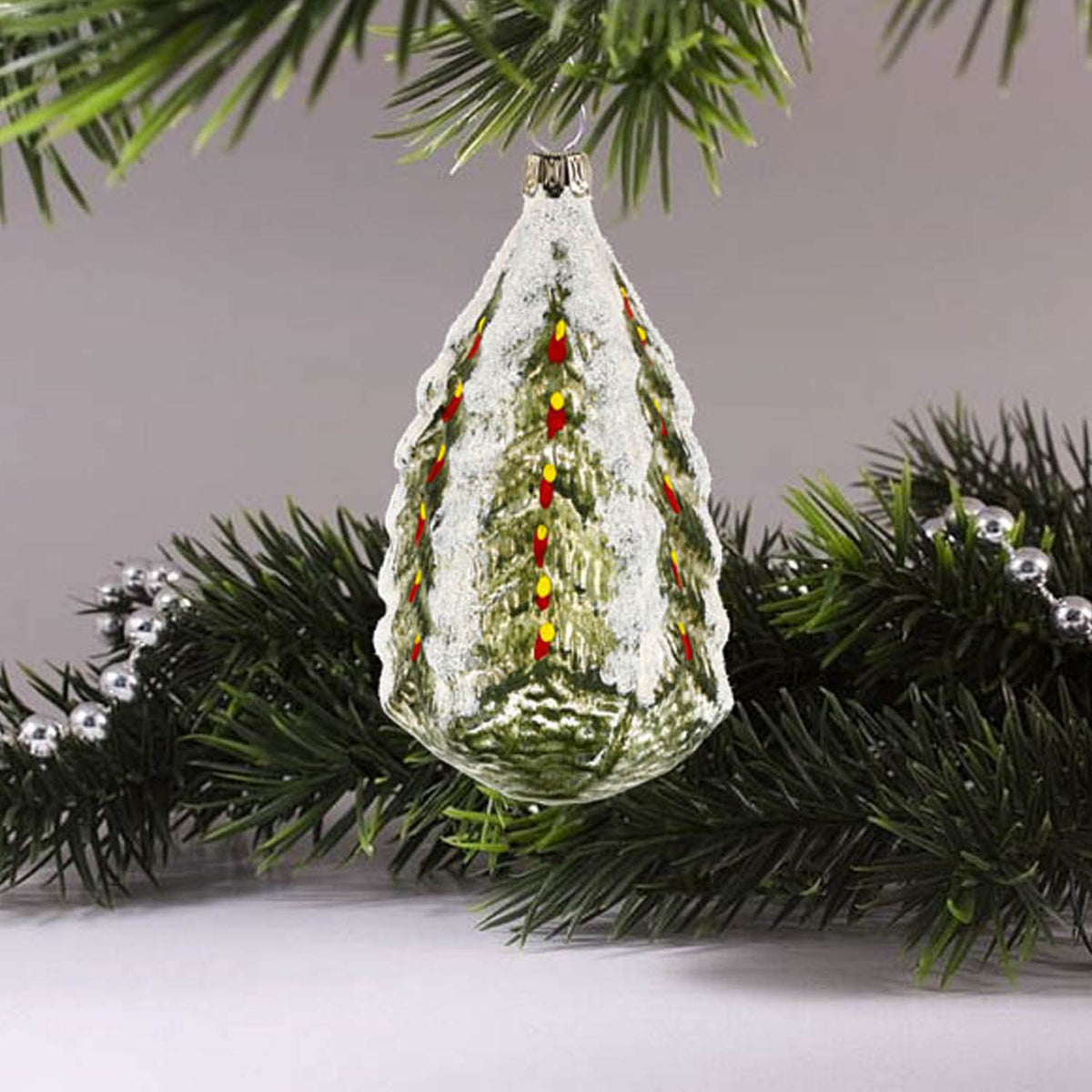 MAROLIN® - Glass ornament &quot;Large spruce&quot; hanging on Christmas tree