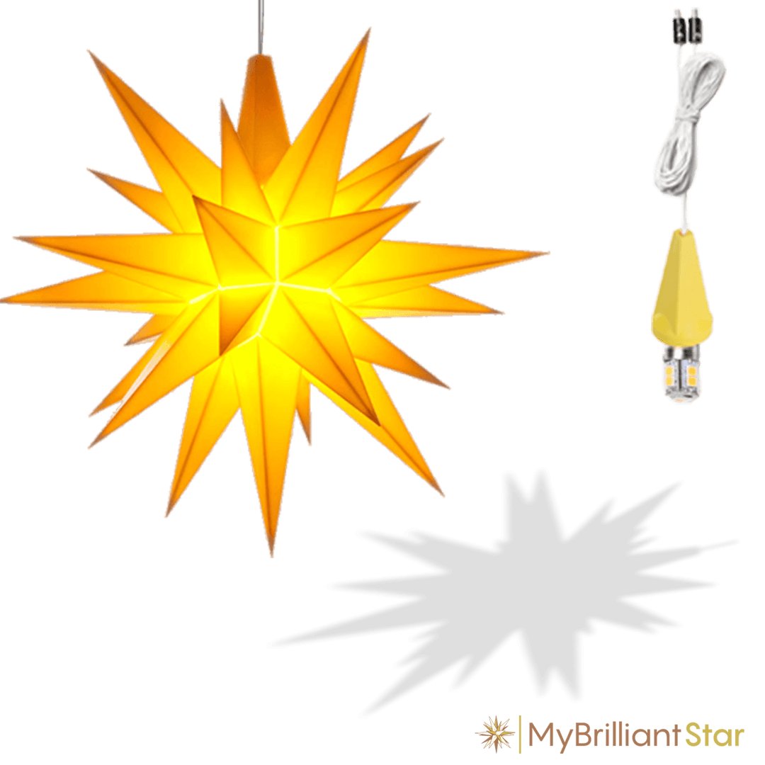 Original Herrnhut plastic star, yellow, ~ 13 cm / 5 inch ø