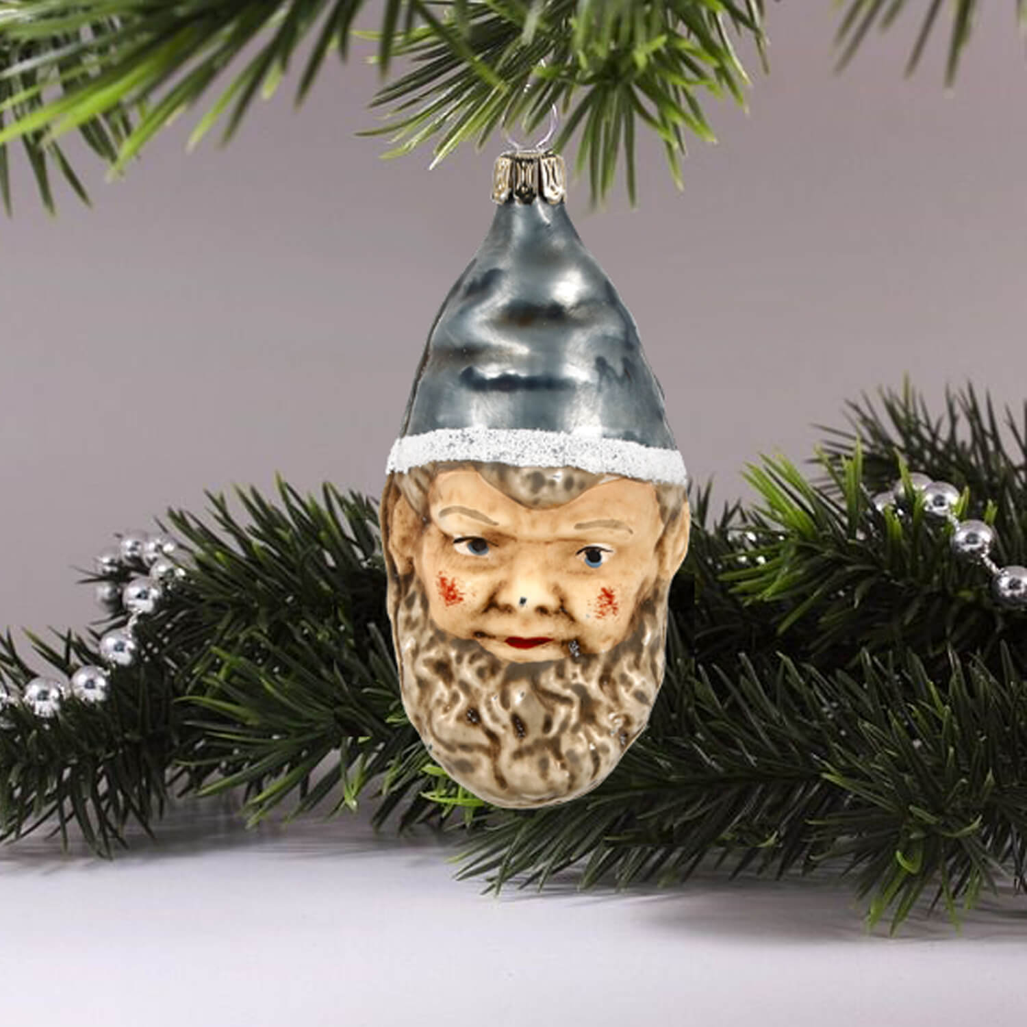 MAROLIN® - Glass ornament "Dwarf with blue cap" ion Christmas tree
