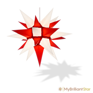 Original Herrnhut paper star, white / red, ~ 40 cm / 16 inch ø