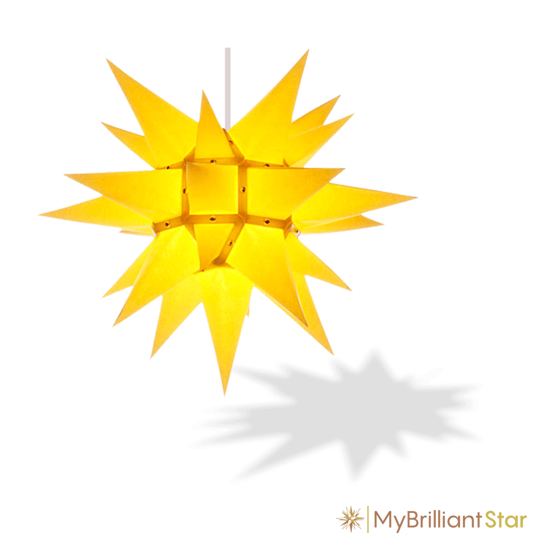 Original Herrnhut paper star, yellow, ~ 40 cm / 16 inch ø