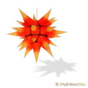 Original Herrnhut paper star, yellow / red center, ~ 40 cm / 16 inch ø