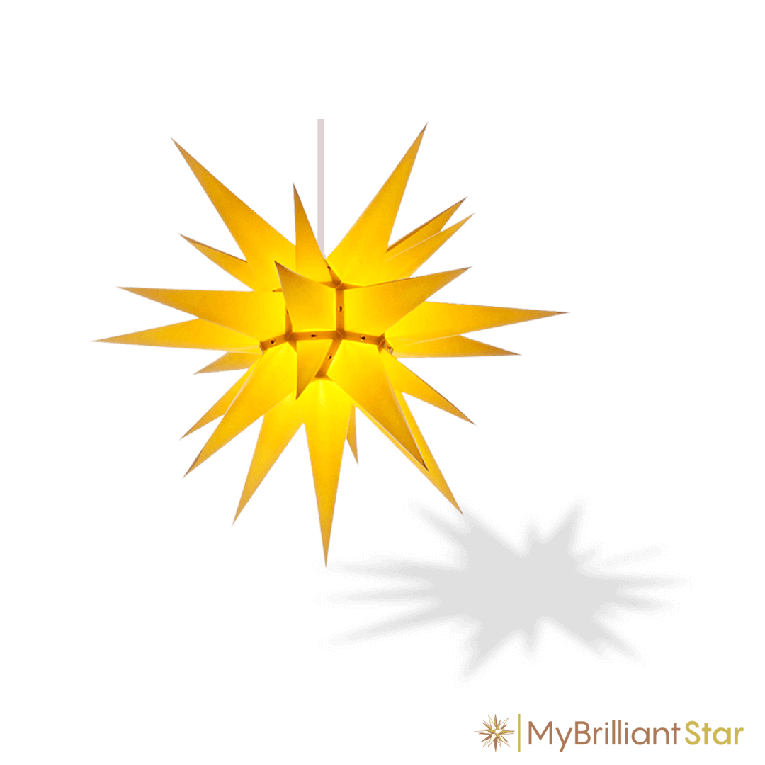 Original Herrnhut paper star, yellow, ~ 60 cm / 24 inch ø