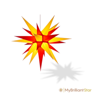 Original Herrnhut paper star, yellow / red, ~ 60 cm / 24 inch ø
