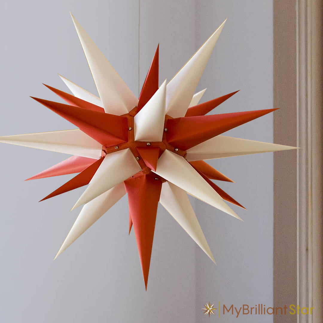 Original Herrnhut paper star, white / red, ~ 60 cm / 24 inch ø